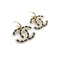 18K CC Pendant Leather Earrings