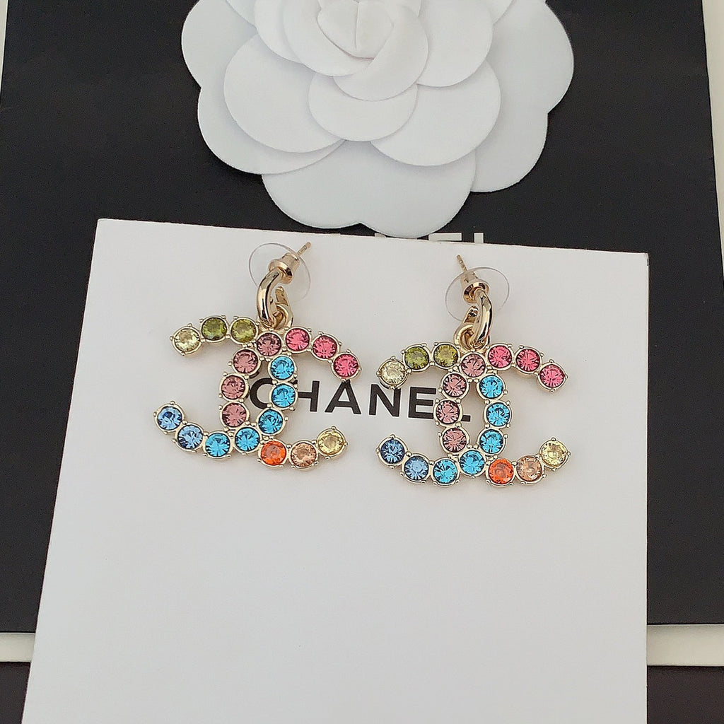 18K CC Color Crystals Earrings