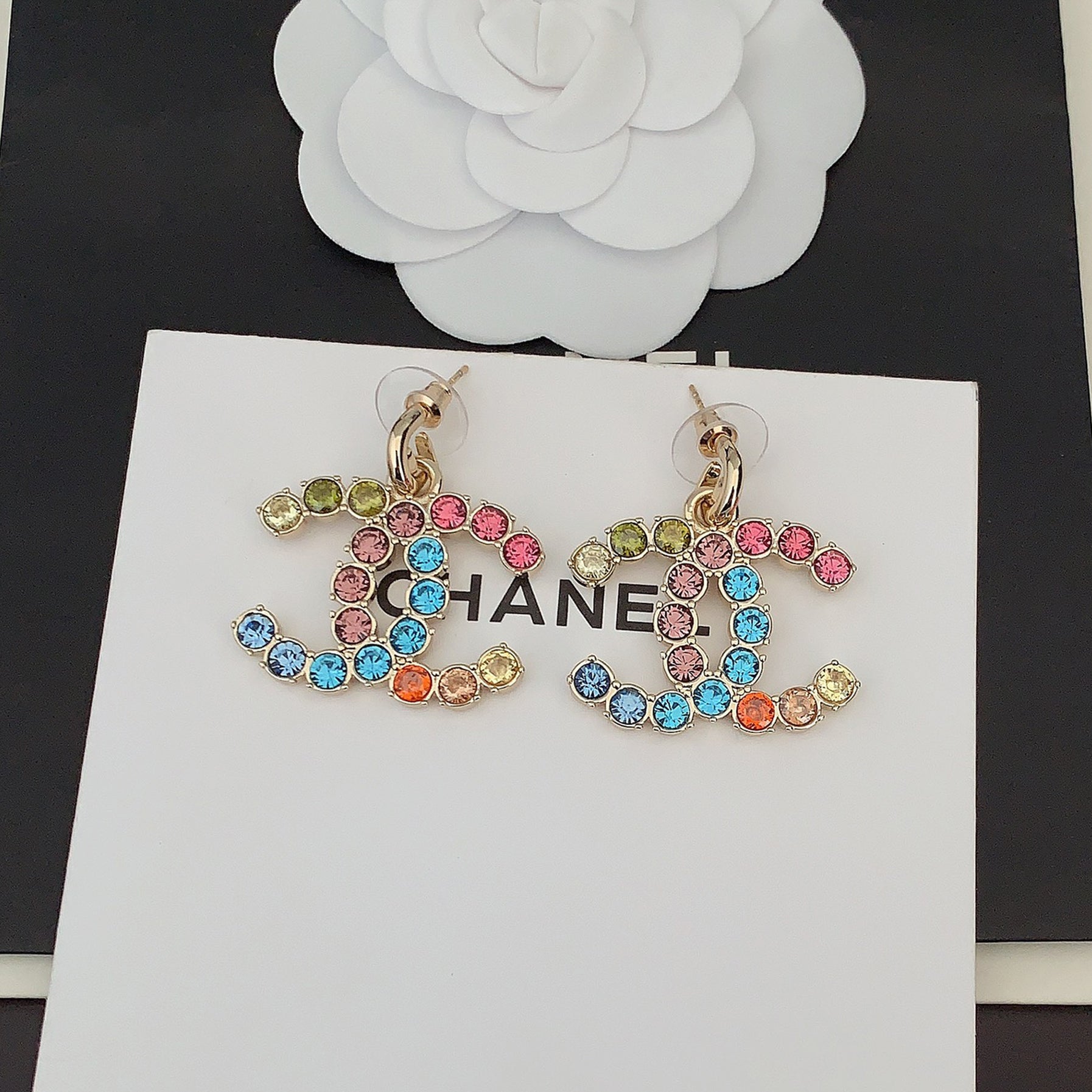 18K CC Color Crystals Earrings