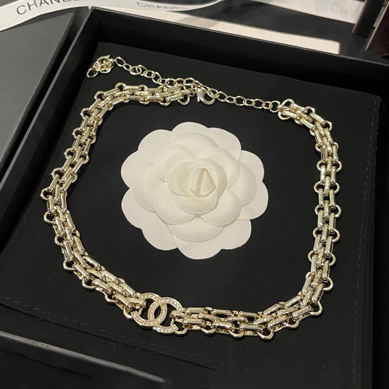 18K CC Pave Diamond Gold Necklace