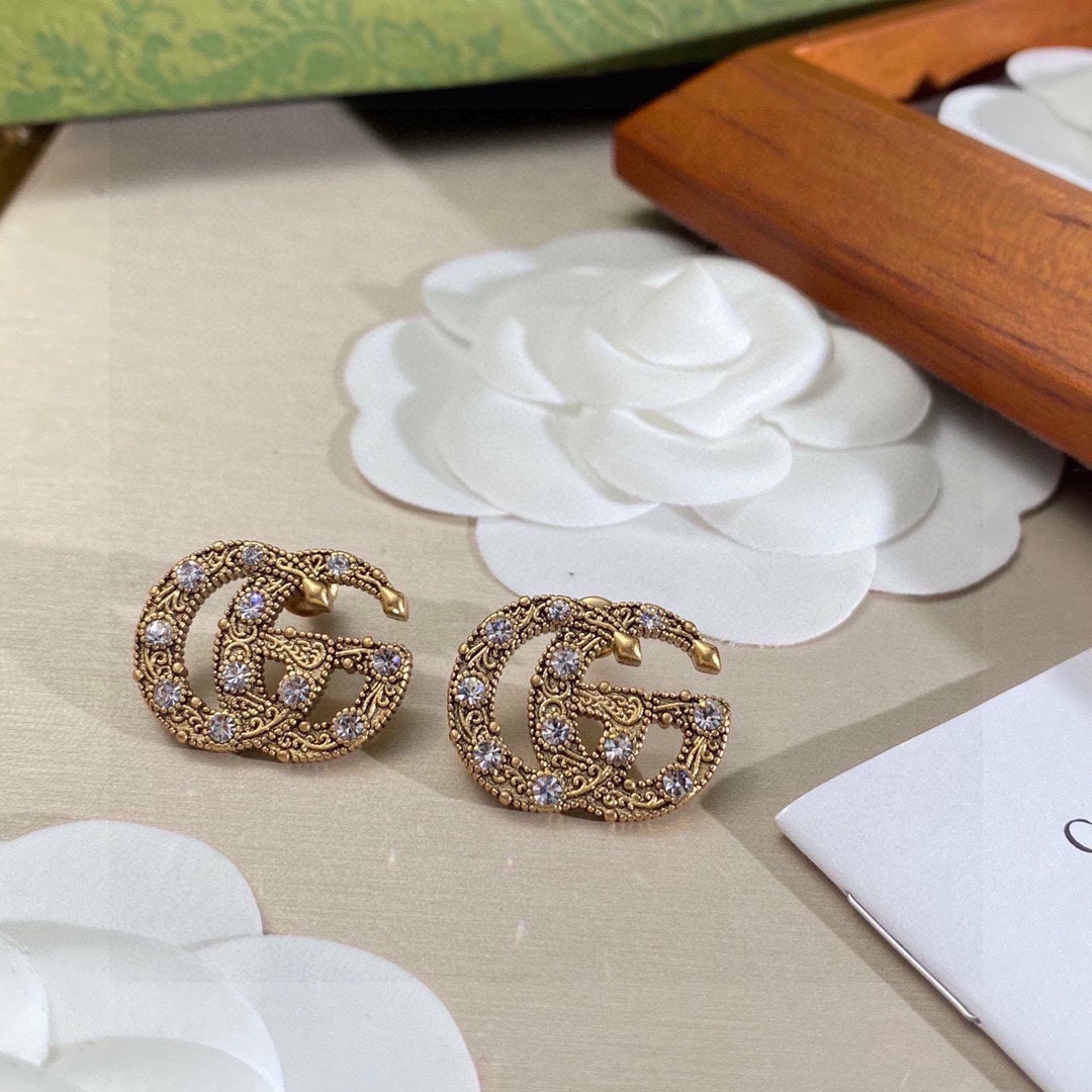 18K Double G Crystals Earrings