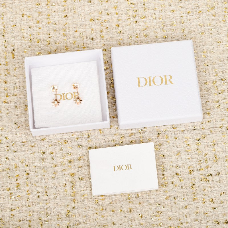 18K CD Flower Rose Gold Earrings