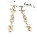 18K CC Pearl Heart Earrings