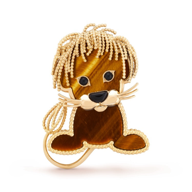 18K Lucky Animals Lion Clip Brooch