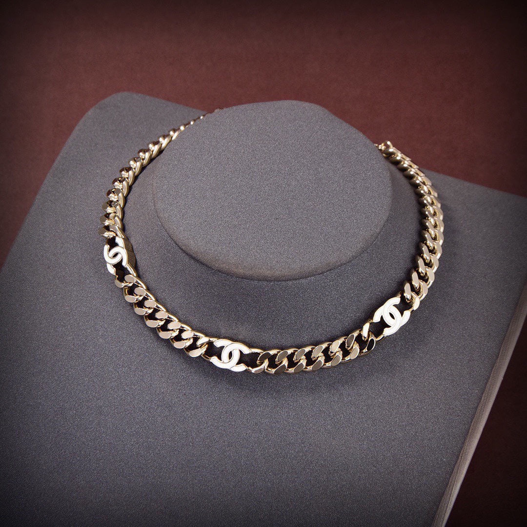 18K CC Crystals Choker Necklace