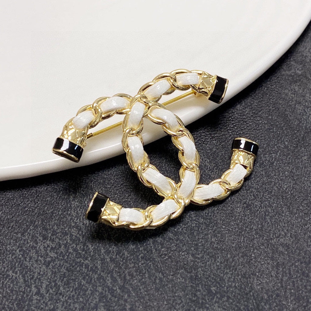 18K CC Pearl Brooch