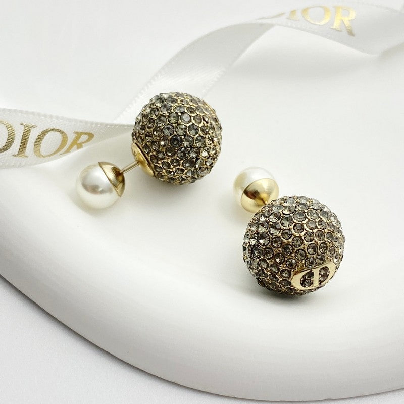 18K CD Diamond & Pearl Gold Earrings