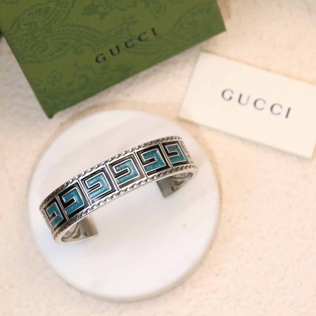Double G Cube Green Wide Bracelet