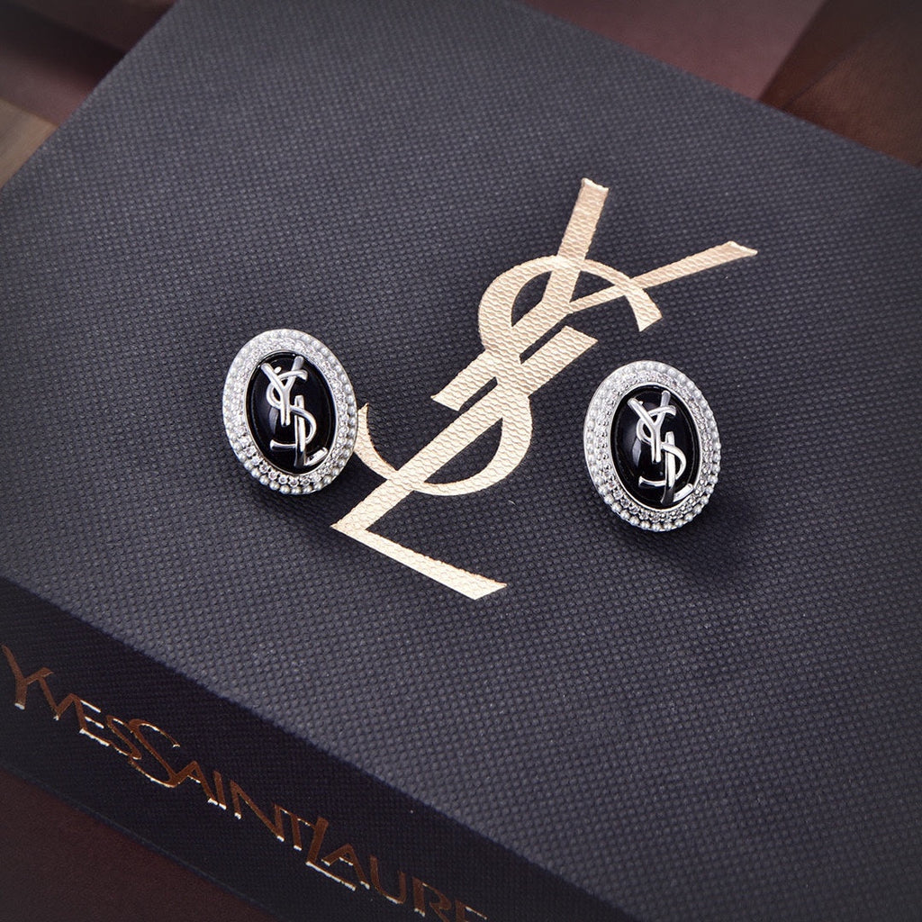 18K Saint Black Crystal Earrings