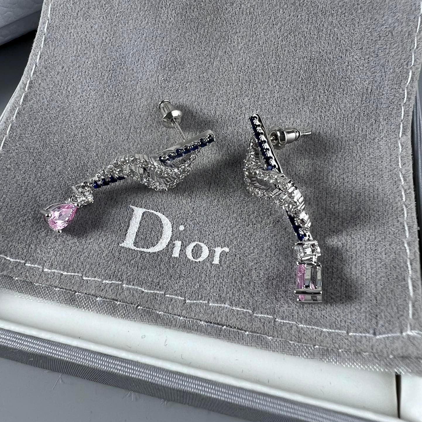 18K CD Vintage Purple Crystal Earrings