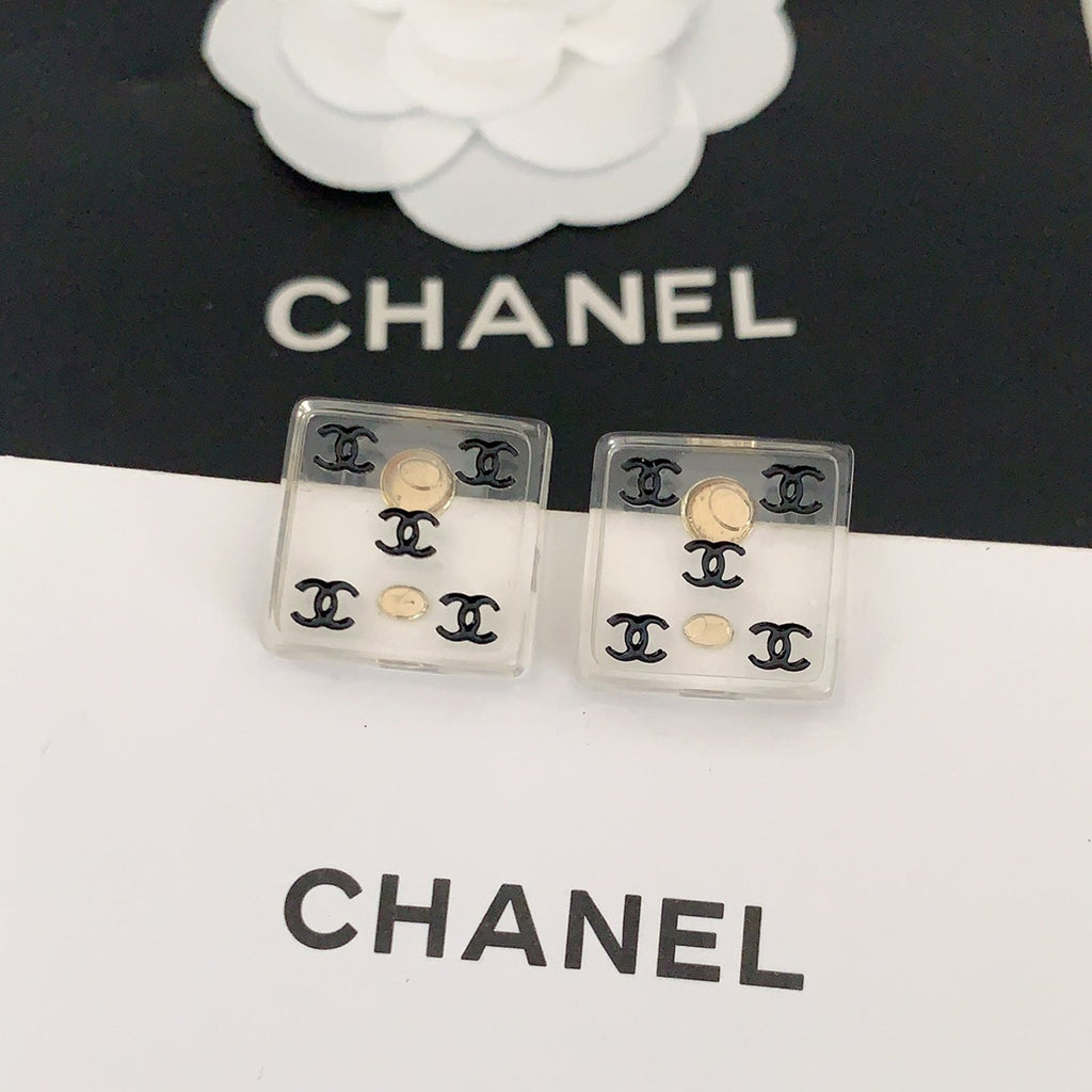 18K CC Transparent Resin Earrings