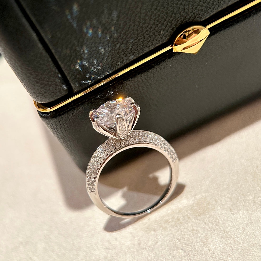 18K T Pave Tiffany Setting Engagement Ring