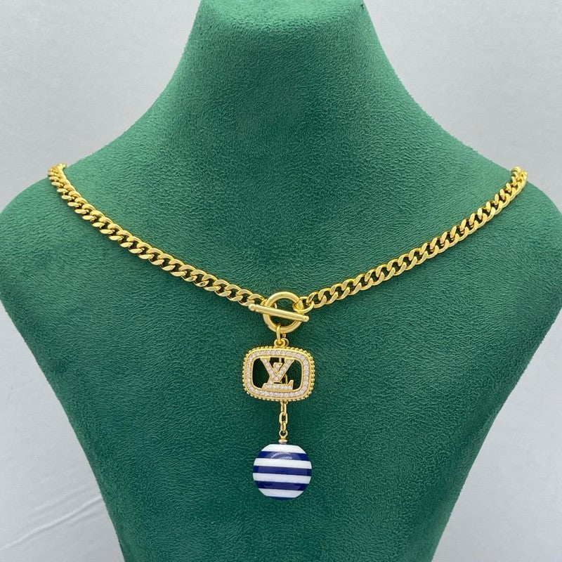 18K Louis Blue & White Ball Gold Necklace