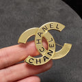 18K CC Script Brooch