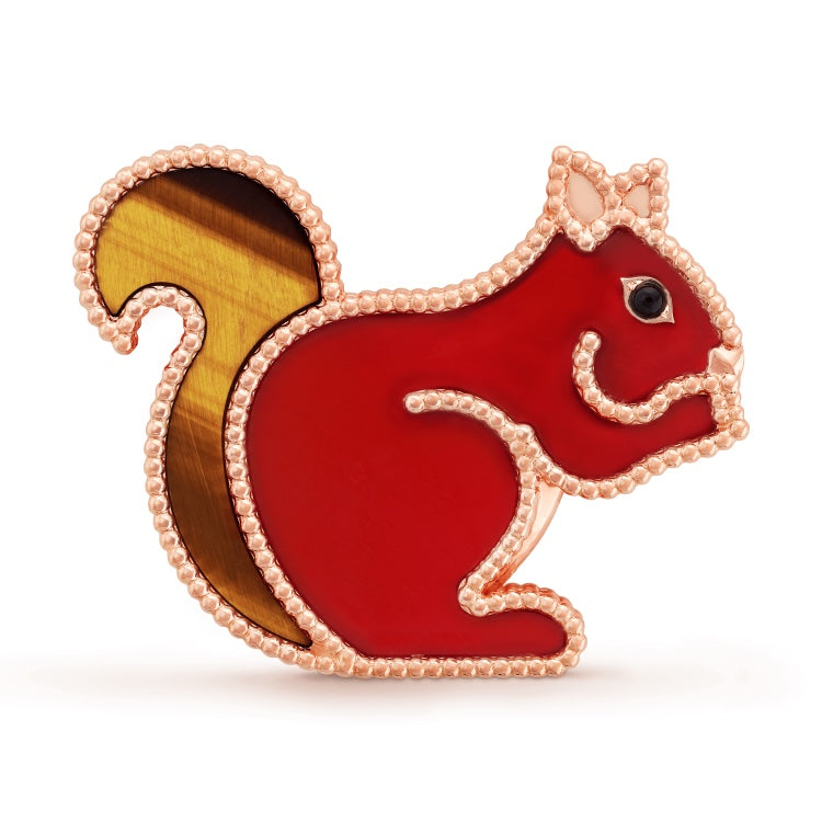 18K Lucky Animals Squirrel Clip Brooch