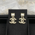 18K CC Crystal Gold Earrings