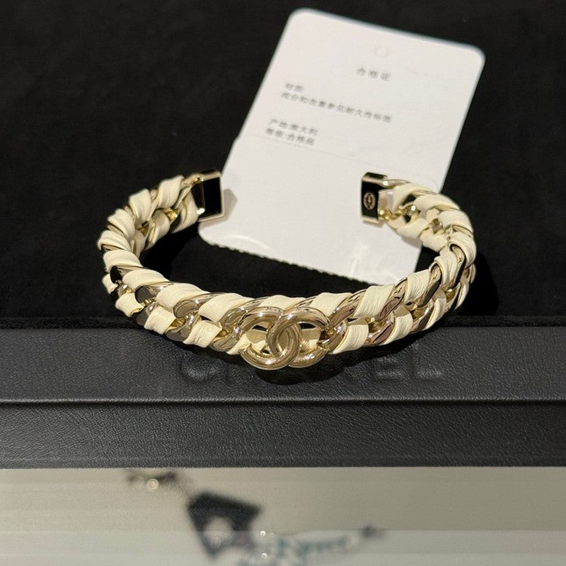 18K CC 26C White Open Cuff Bracelet