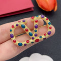 18K Vlogo Color Crystal Brooch