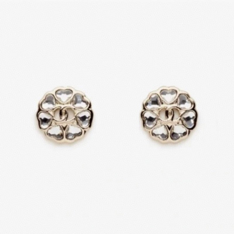 18K CC 25B Heart Crystal Earrings