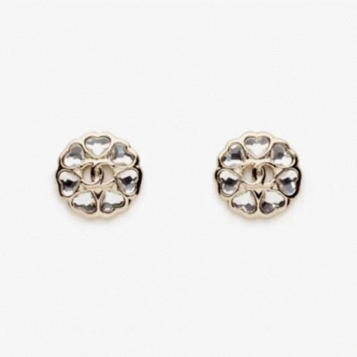 18K CC 25B Heart Crystal Earrings