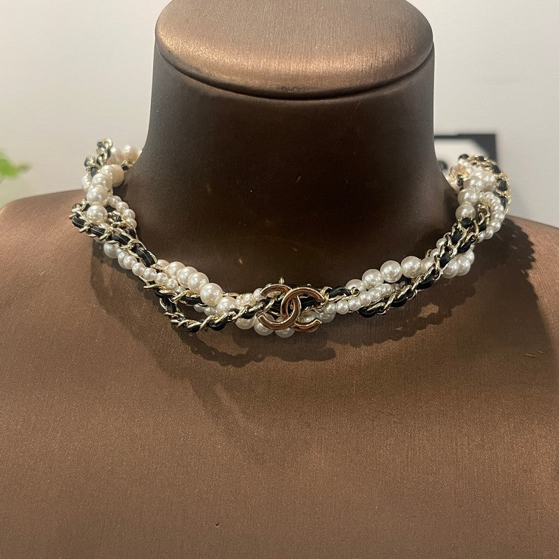 18K CC Pearls Gold Necklace