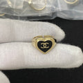 18K CC Black Gold Heart Ring