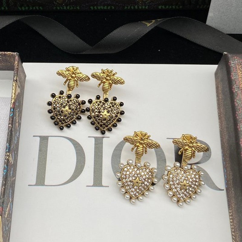 18K CD Hear Bee Diamond Earrings