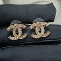 18K CC Vintage Diamond Gold Earrings