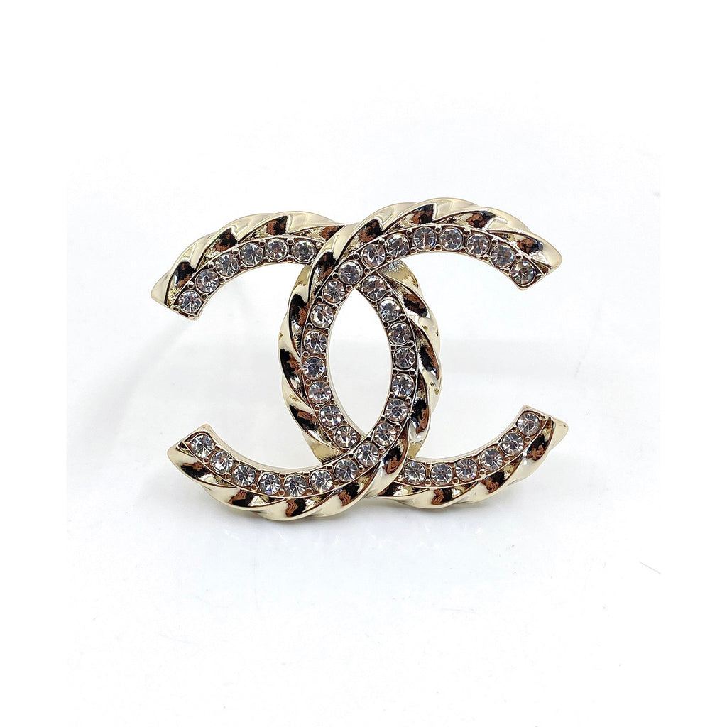 18K CC Diamonds Brooch