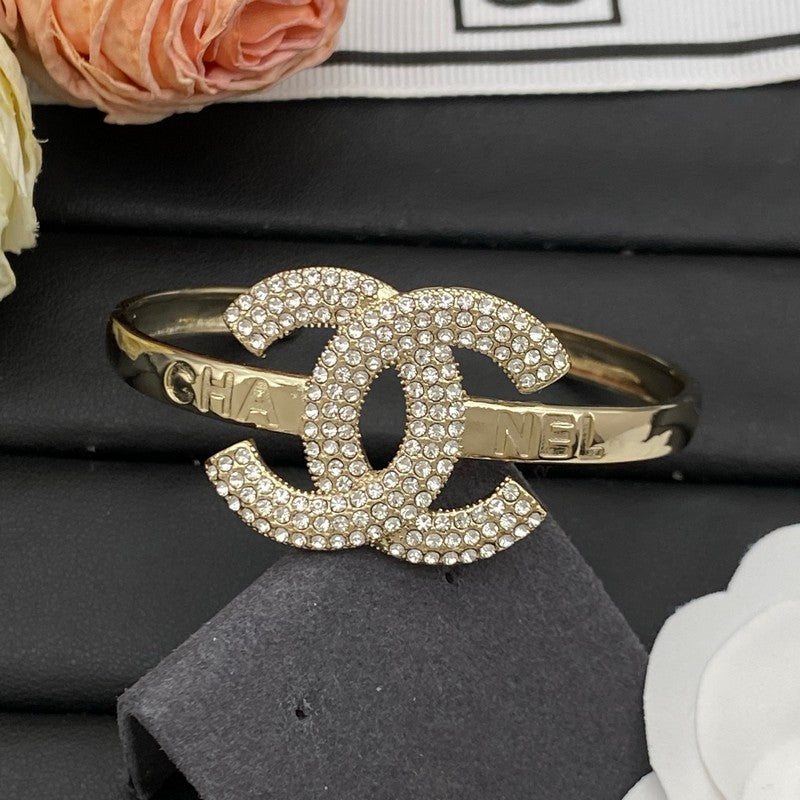 18K CC Big Diamond Open Cuff Bracelet
