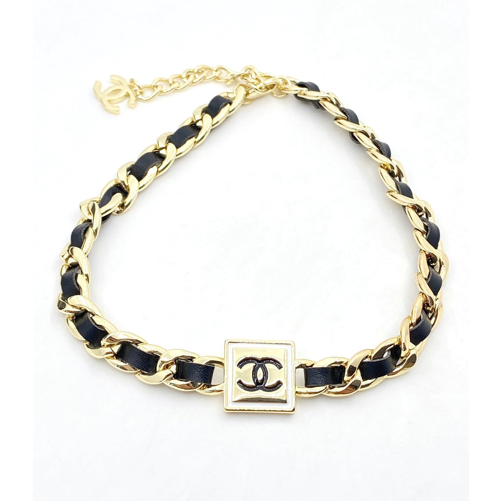 18K CC Leather Necklace