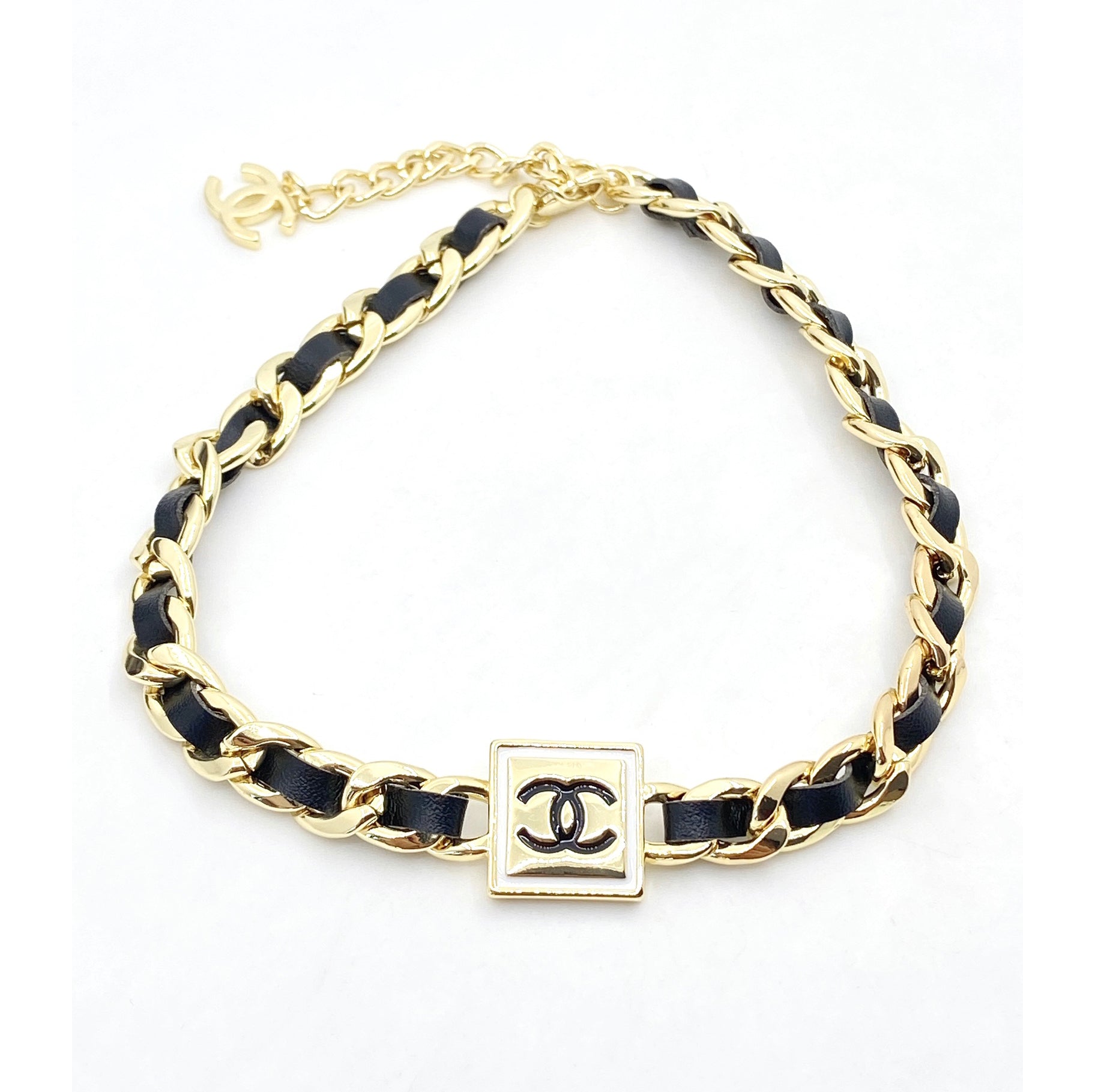18K CC Leather Necklace