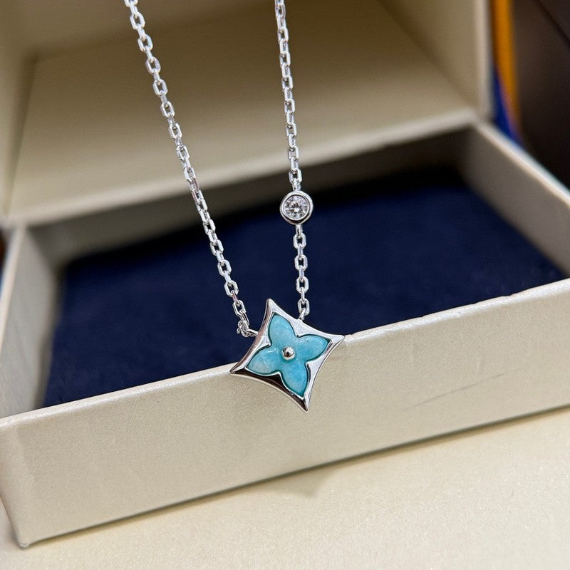 18K Louis Blue Color Blossom Necklace