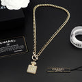 18K CC Diamond Perfume Bottle Pendant Necklace