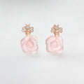 18K CD Pink Flower Earrings