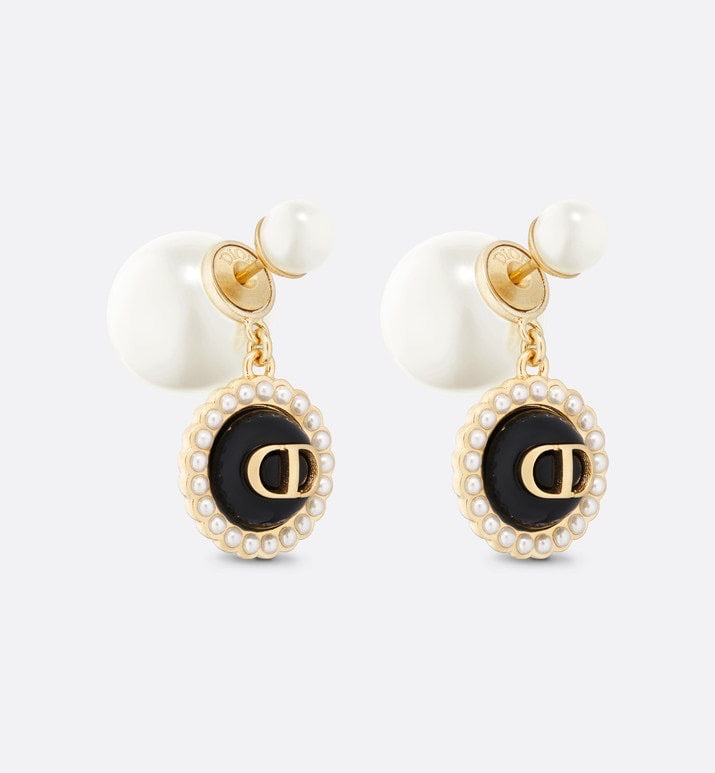 18K CD Black Pearls Earrings
