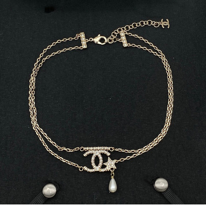 18K CC Star Pearl Necklace
