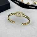 18K CC Diamond Heart Open Cuff Bracelet