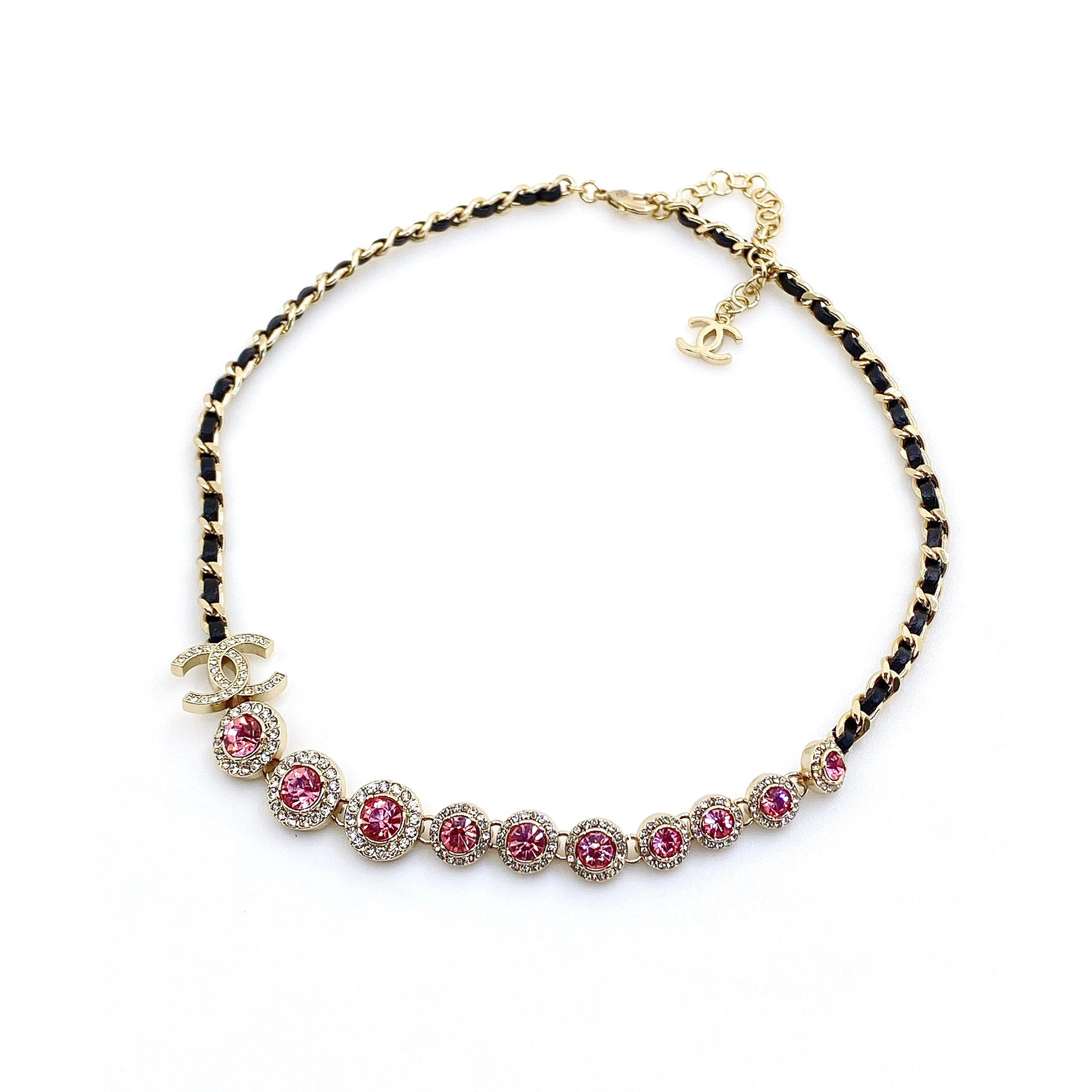 18K CC Leather Choker Necklace
