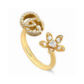 18K GG Flower Diamond Gold Ring