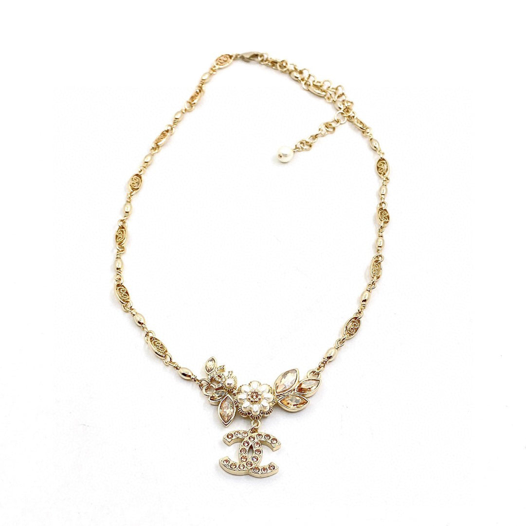 18K CC Flower Diamond Necklace