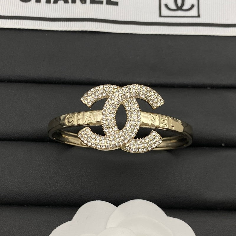 18K CC Big Diamond Open Cuff Bracelet