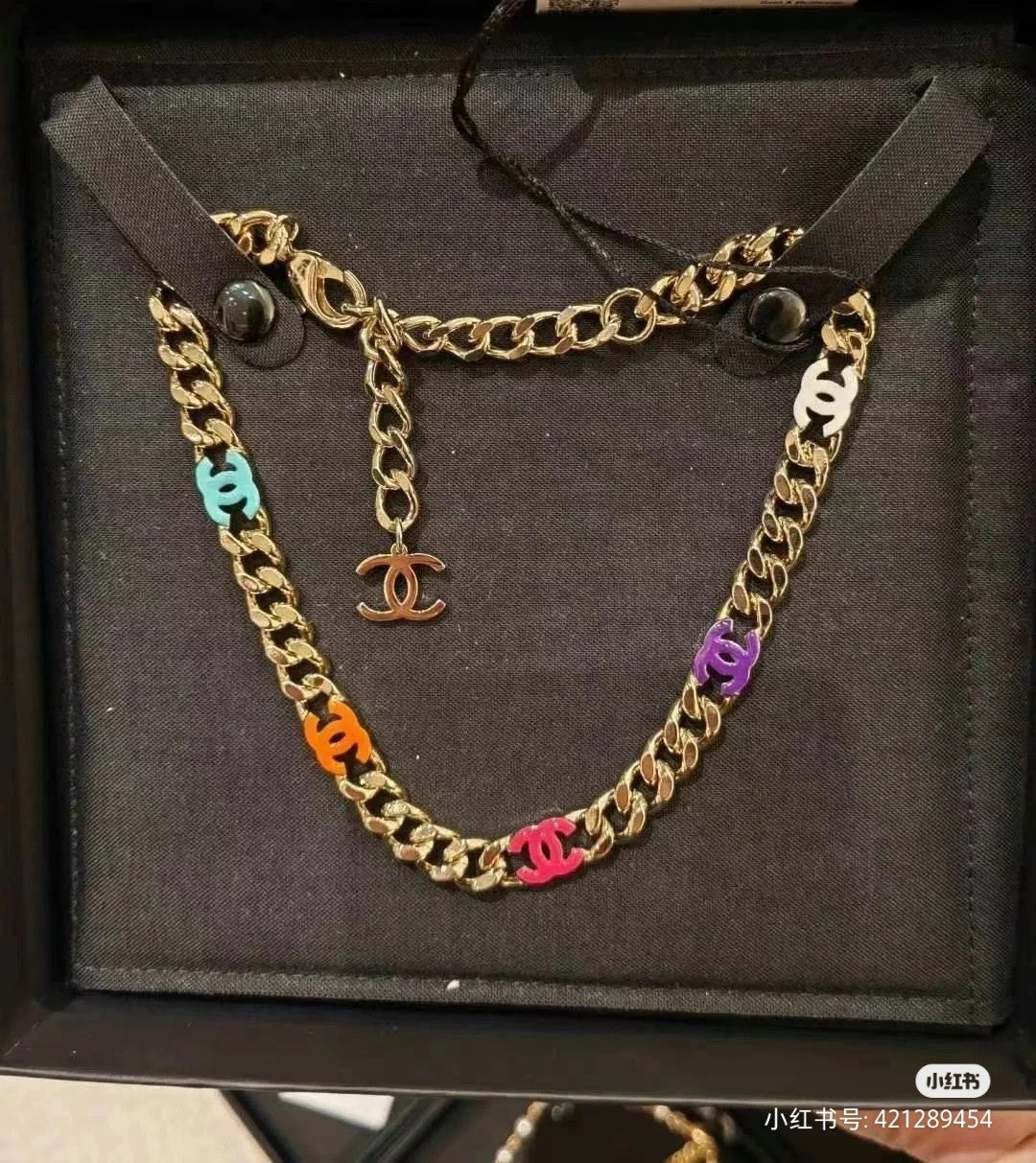 18K CC Color Logo Chain Necklace