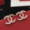 18K CC Pink Resin Crystals Earrings
