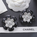 18K CC 26C Black & Red Diamond Gold Earrings