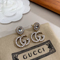 18K Double G Crystal Pendant Earrings