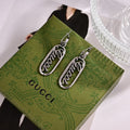 18K GG White Gold Script Earrings