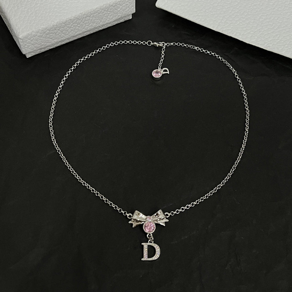 18K CD Bowknot Vintage Necklace