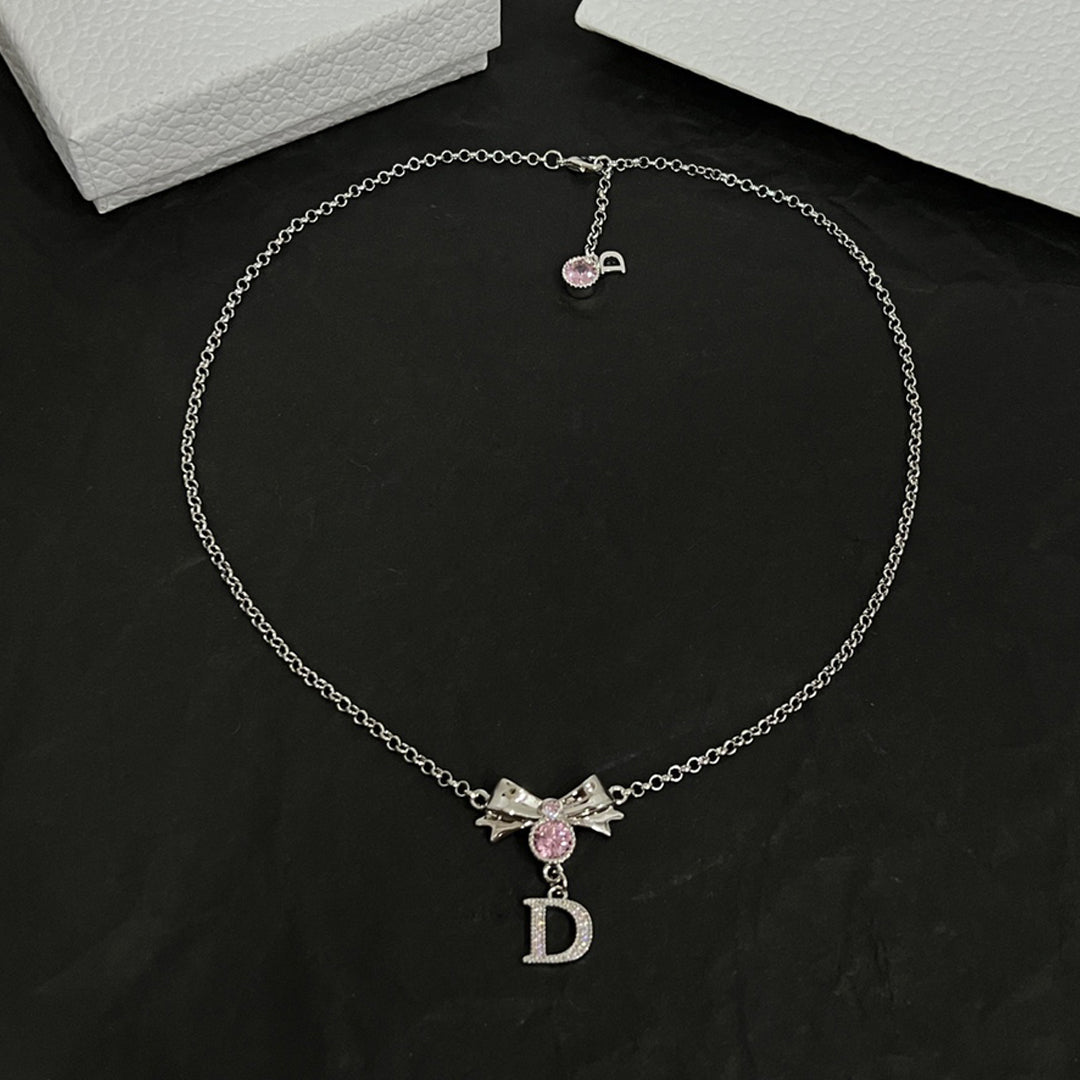 18K CD Bowknot Vintage Necklace
