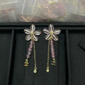 18K CC Pink Crystal Tassel Earrings